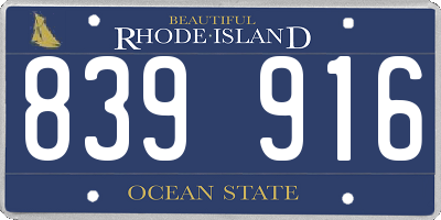 RI license plate 839916