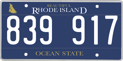 RI license plate 839917