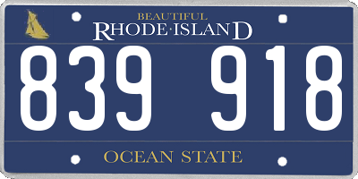 RI license plate 839918