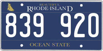 RI license plate 839920