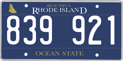 RI license plate 839921