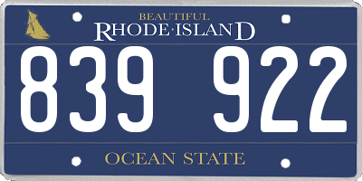 RI license plate 839922