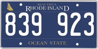 RI license plate 839923