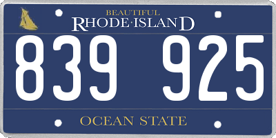 RI license plate 839925