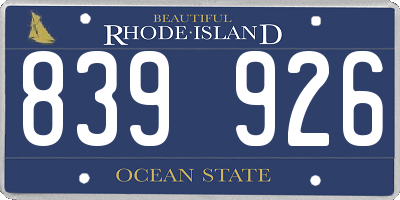 RI license plate 839926