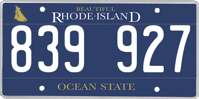 RI license plate 839927