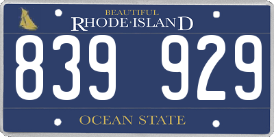 RI license plate 839929
