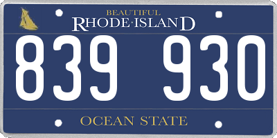 RI license plate 839930