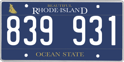 RI license plate 839931
