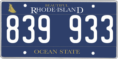RI license plate 839933