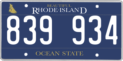 RI license plate 839934