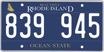 RI license plate 839945
