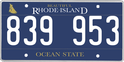 RI license plate 839953