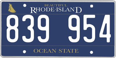 RI license plate 839954