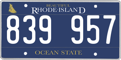 RI license plate 839957