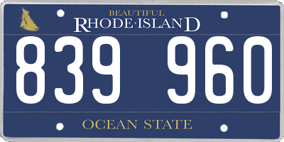 RI license plate 839960