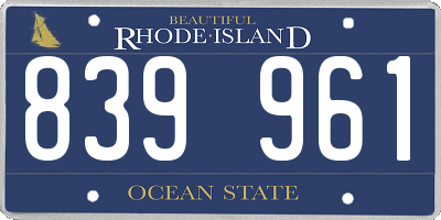 RI license plate 839961