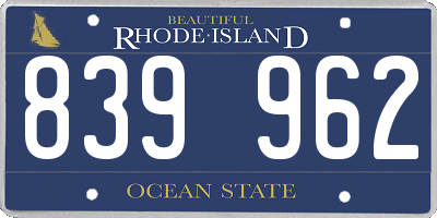 RI license plate 839962