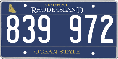 RI license plate 839972