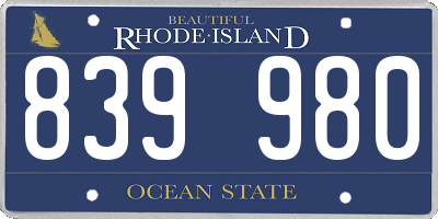 RI license plate 839980