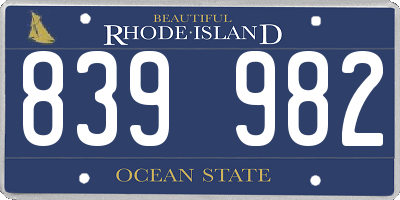 RI license plate 839982