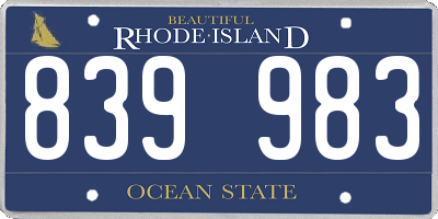 RI license plate 839983