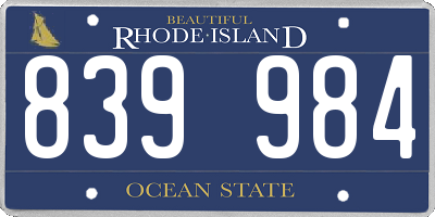 RI license plate 839984