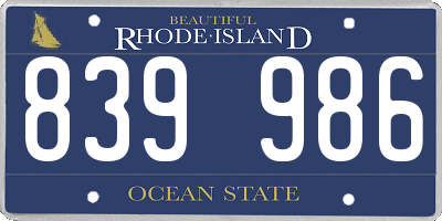 RI license plate 839986