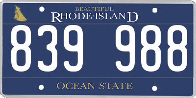 RI license plate 839988