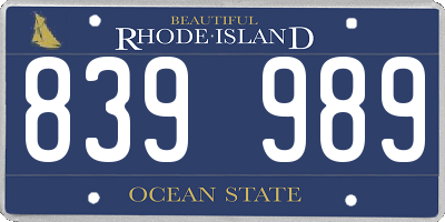 RI license plate 839989