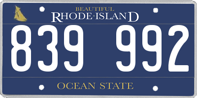 RI license plate 839992