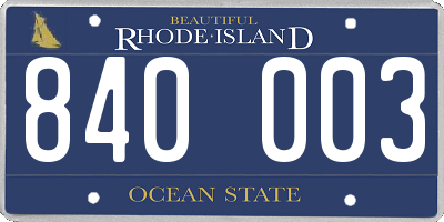 RI license plate 840003