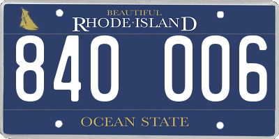 RI license plate 840006