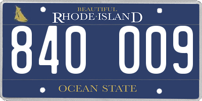 RI license plate 840009