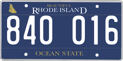 RI license plate 840016