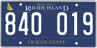 RI license plate 840019