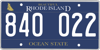 RI license plate 840022