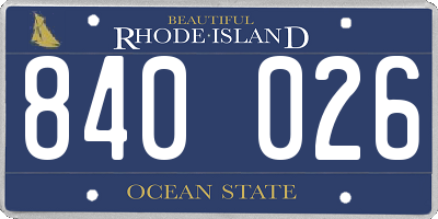 RI license plate 840026