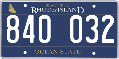 RI license plate 840032