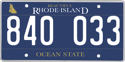 RI license plate 840033