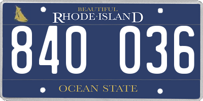 RI license plate 840036