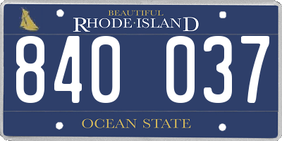 RI license plate 840037