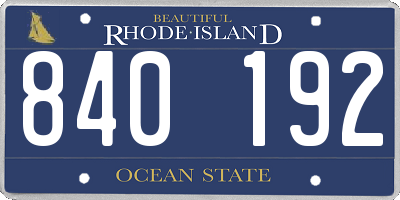 RI license plate 840192