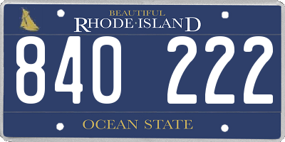 RI license plate 840222
