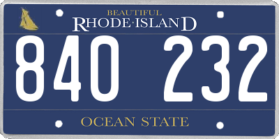 RI license plate 840232