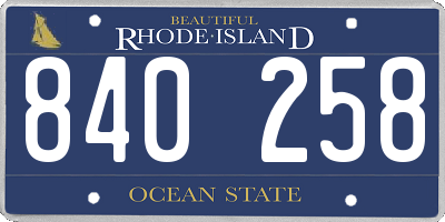 RI license plate 840258