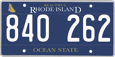 RI license plate 840262