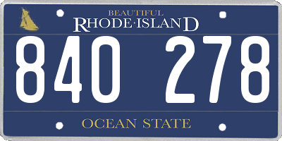 RI license plate 840278