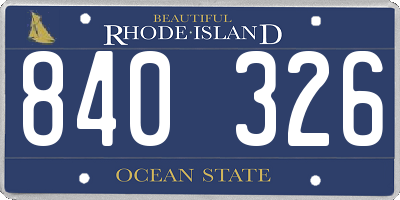 RI license plate 840326