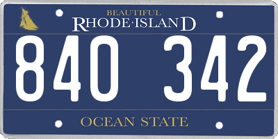 RI license plate 840342